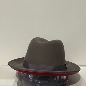 Bruno capelo hat brim gray/red wool godfather headwear